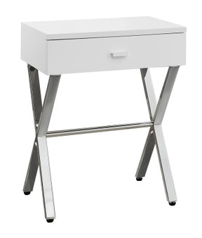 Accent Table - 24"H - Glossy White - Chrome Metal (I 3262)