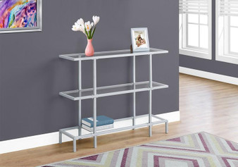 Accent Table - 42"L/Silver/Tempered Glass Hall Console (I 2109)
