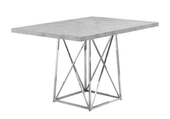 Dining Table - 36"X 48" - Grey Cement - Chrome Metal (I 1043)