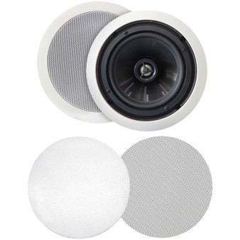 125-Watt 6.5" Weather-Resistant In-Ceiling Speakers With Pivoting Tweeters & Metal & Cloth Grilles (BICMSRPRO6)