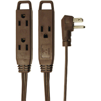 3-Outlet Brown Wall-Hugger Indoor Grounded Extension Cord, 8Ft (45504)