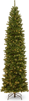 10' North Valley® Spruce Pencil Slim Hinged Tree With 650 Clear Lights Ul 26" Folding Stand (NRV7-358-100)