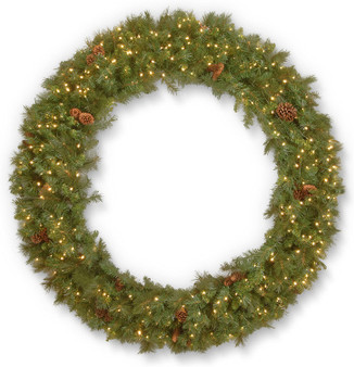 60" Garwood Spruce Wreath With 48 Mix Cones & 450 Warm White Outdoor Concave Led Lights Ul-3 Sections (GW1-300L-60W)