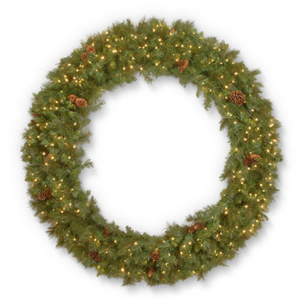 96" Garwood Spruce Wreath With 88 Mix Cones & 1200 Warm White Outdoor Concave Led Lights Ul-4 Sections (GW1-300L-96W)