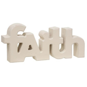 Wooden "Faith" Block Cream G35348 By CWI Gifts