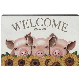 *Piggies & Sunflowers Welcome Box Sign G35373 By CWI Gifts