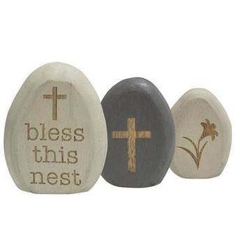 3/Set Bless This Nest Egg Shelf Sitters