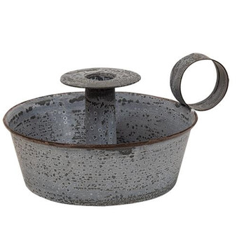 Weathered Zinc Tapered Pan Candle Holder