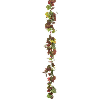 6' Maple Leaf Garland Green Burgundy (Pack Of 6) PGM901-GR/BU