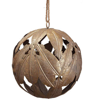 10" Metal Leaf Ball Ornament Antique Gold (Pack Of 2) XN9002-GO/AT