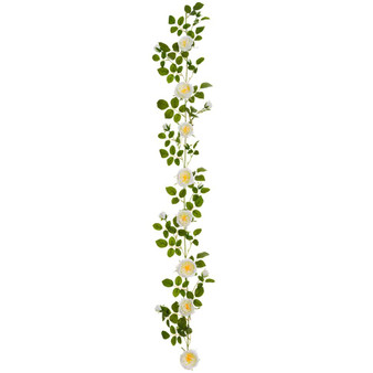 69" Cabbage Rose Garland White (Pack Of 6) FGR060-WH