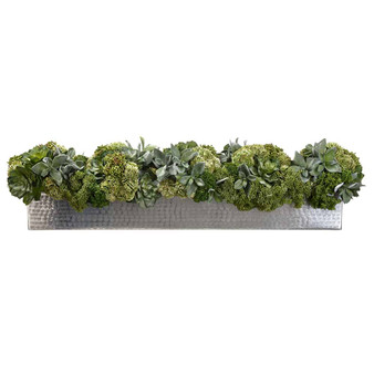 10"H X 11"W X 40"L Succulent/Sedum In Planter Green WF9394-GR