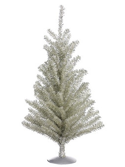 15"H X 9"D Tinsel Tree X125 On Metal Stand Silver (Pack Of 24) YTM923-SI