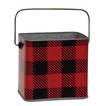 2/Set Red & Black Buffalo Check Canisters With Handles
