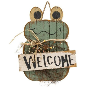Hanging Lath Welcome Frog G21116 By CWI Gifts