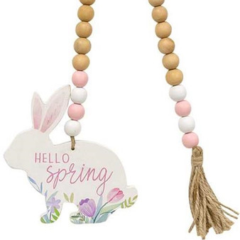 Hello Spring Wooden Bead Garland W/Bunny G90993 By CWI Gifts