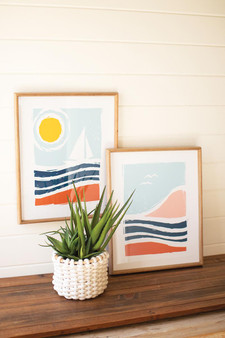 (Set Of 2) Seaside Prints Under Glass