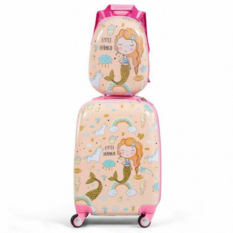 2Pc Kids Luggage Set Rolling Suitcase & Backpack-Pink (BG51210)
