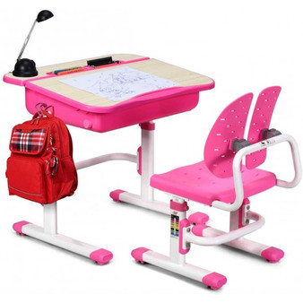 Kids Desk And Chair Set Children'S Study Table Storage-Pink (HW66157PI)
