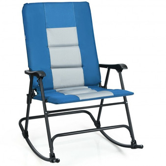 Foldable Rocking Padded Portable Camping Chair With Backrest And Armrest -Blue (OP70500BL)