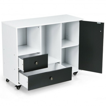 Lateral Mobile Filing Cabinet With 2 Drawers-Black (HW66455BK)