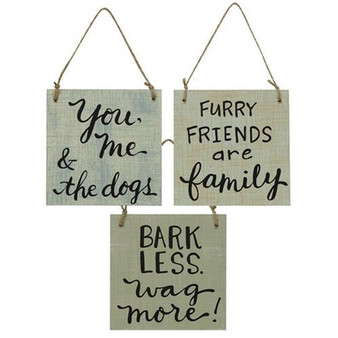 Set Of 3 - Doggie Sayings Sign Ornaments