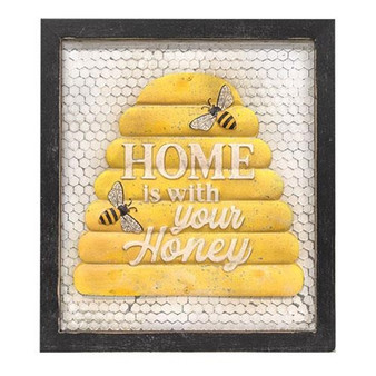 *Home Is With Your Honey Framed Metal Sign G60365 By CWI Gifts