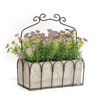 Purple Astilbe In Resin Pot & Metal Basket G70130 By CWI Gifts