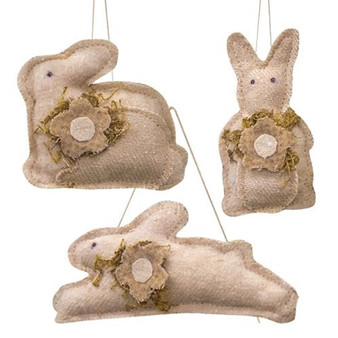 Set Of 3 - Mini Flower Bunny Ornaments