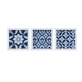 Patterned Tiles Framed Gel Coated Paper Set Of 3 MP95B-0270