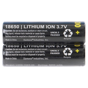 2600 Mah 18650 Retail Blister-Carded Batteries (2 Pack) (DOTUL1865262P)