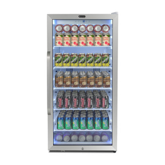 CBM-815WS Freestanding 8.1 Cu. Ft. Stainless Steel Commercial Beverage Merchandiser Refrigerator With Superlit Door And Lock - White