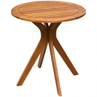 "HW63883" 27" Outdoor Round Solid Wood Coffee Side Bistro Table