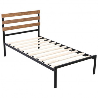 "HW65286-T" Metal Bed Frame Foundation With Headboard-Twin Size