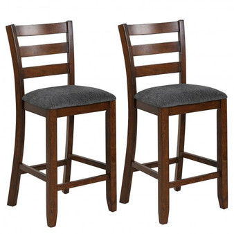 "HW67601" 2Pcs Counter Height Chairs With Fabric Seat And Rubber Wood Legs