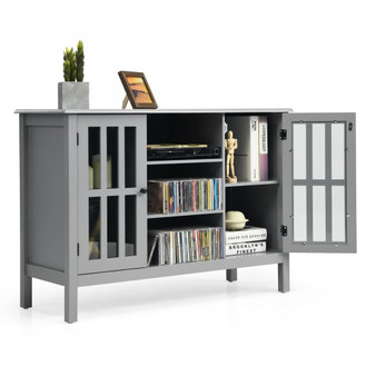 "HW66095GR" Wooden Tv Stand Console Cabinet For 50" Tv-Gray