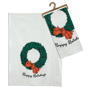 Merry Christmas Wreath Tea Towel (Box Of 4)