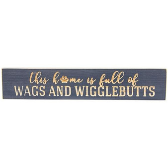 CWI This Home Is Full Of Wags & Wigglebutts Engraved Sign Blue 18" "GE13005"