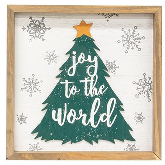 Joy To The World Christmas Tree Framed Sign G35520
