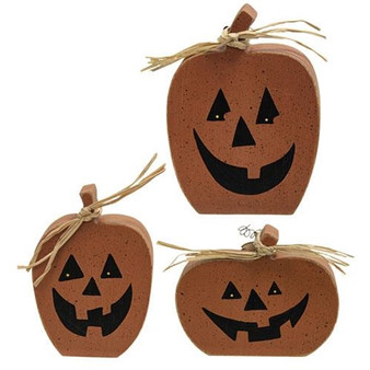 3/Set Chunky Reversible Pumpkin Sitters G35685 By CWI Gifts
