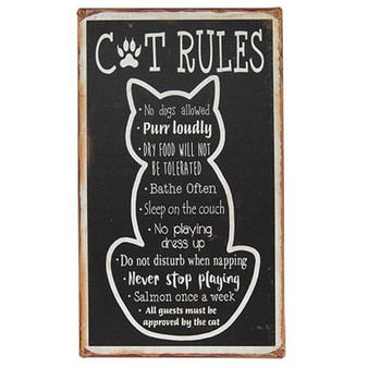 Cat Rules Metal Sign G65196