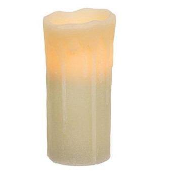 White Dripped Pillar Candle 7 Inch G84889