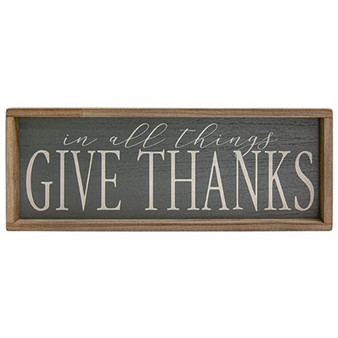 *In All Things Give Thanks Weathered Framed Sign G91016 By CWI Gifts