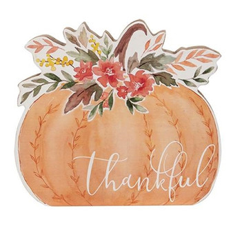 *Thankful Chunky Watercolor Pumpkin Sitter G91032 By CWI Gifts