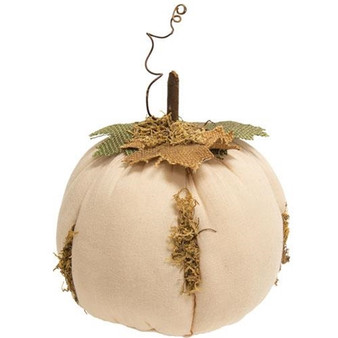 Mossy White Stuffed Pumpkin 6.5" X 7.5" GCS38018