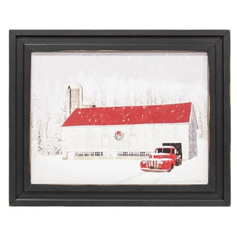 Winter Barn & Red Truck Framed Print 12X16 GKC23971216
