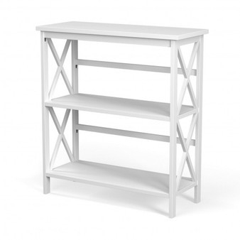 3-Tier Bookshelf Wooden Open Storage Bookcase For Home Office-White "HW68557WH"