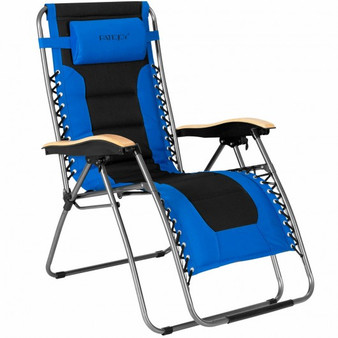 Oversize Folding Adjustable Padded Zero Gravity Lounge Chair-Blue "OP70687BL-1"