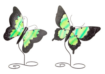 Butterfly W/Stand (Set Of 4) 20"H Metal/Glass 54251DS