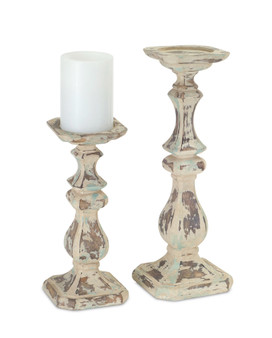 Candle Holder (Set Of 2) 10", 14"H Polystone 68696DS